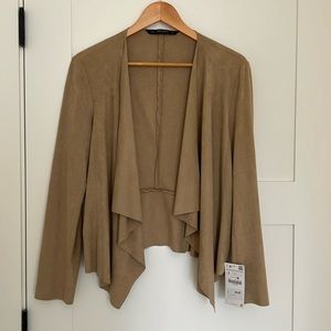 Zara suede open front drape jacket